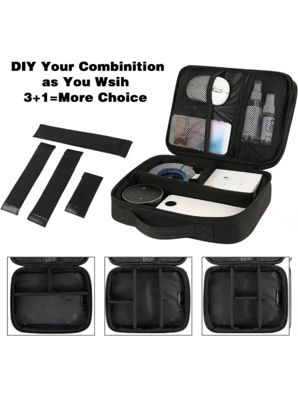 Waterproof Travel Electronics Organizer | Portable Double Layer Cable Storage